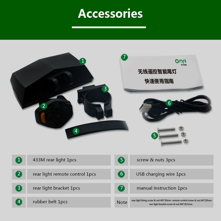 Greenpedel High Quality 85 LUX Smart Rear LED Taillight with Remote Controller And Rechargeabble Battery