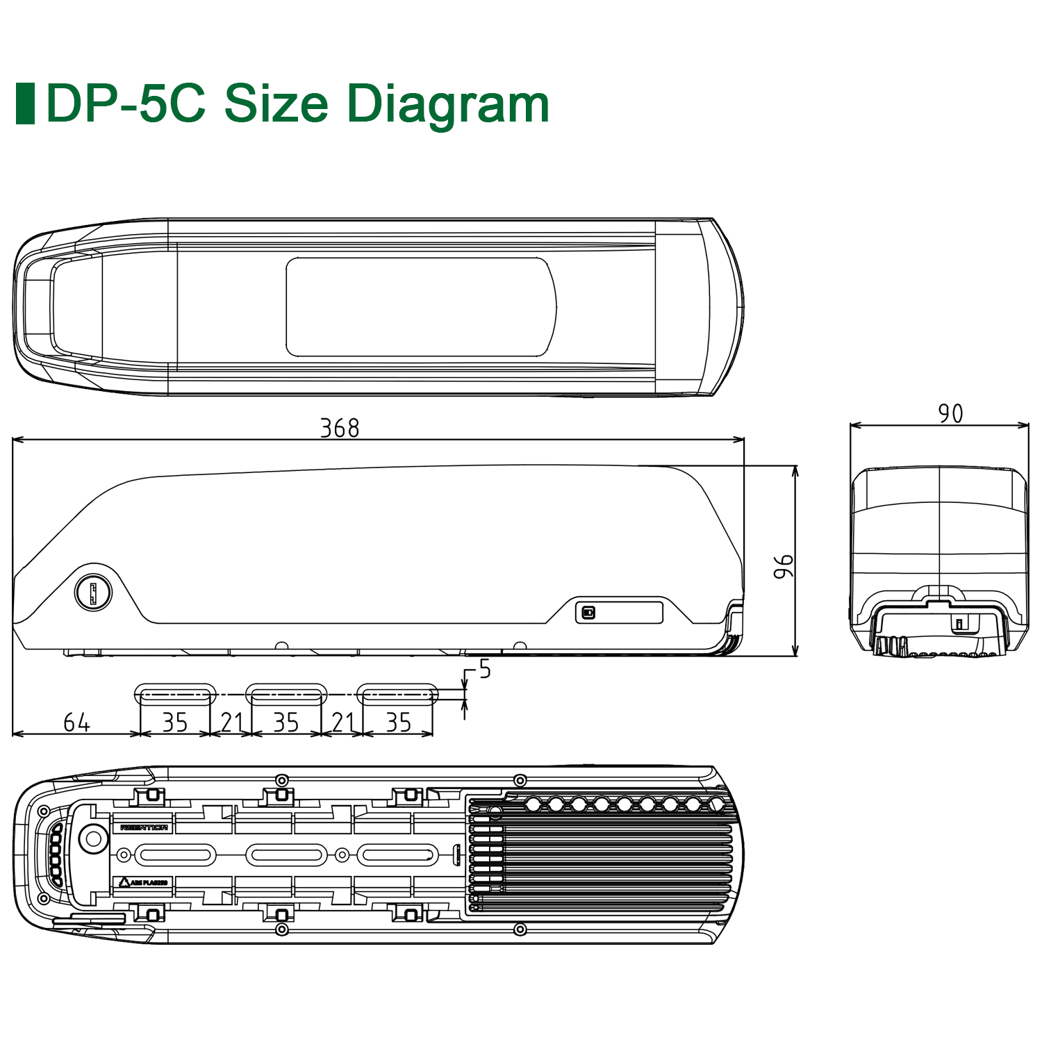 DP-5C 36v 48v Downtube Electric Bike Lithium Battery
